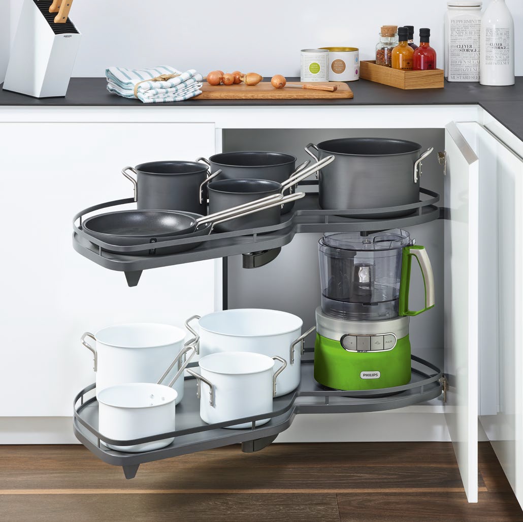 КОМПЛЕКТ левый, Леманс 400 мм, H 720-900, Арена СТИЛЬ, 2 полки, 2 доводчика, цвет АНТРАЦИТ Kessebohmer | официальный магазин